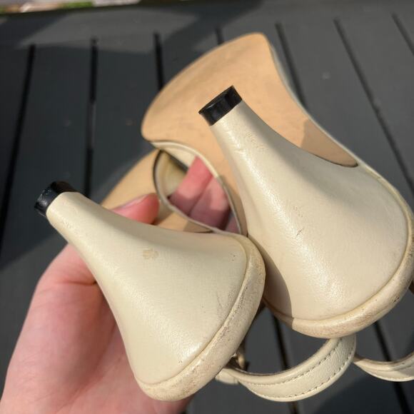 Open toe strappy cream heels Hush Puppies Premiere Collection Y2K size 6.5 - Picture 6 of 10